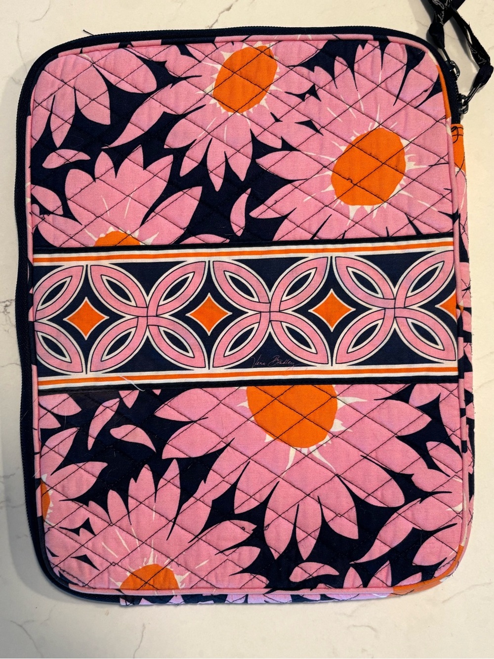 Vera Bradley Pink Navy Orange Quilted Laptop case